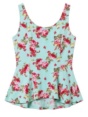 Pacsun Kirra Y2K Romantic Floral Babydoll Peplum Tank Top With Open Back Design